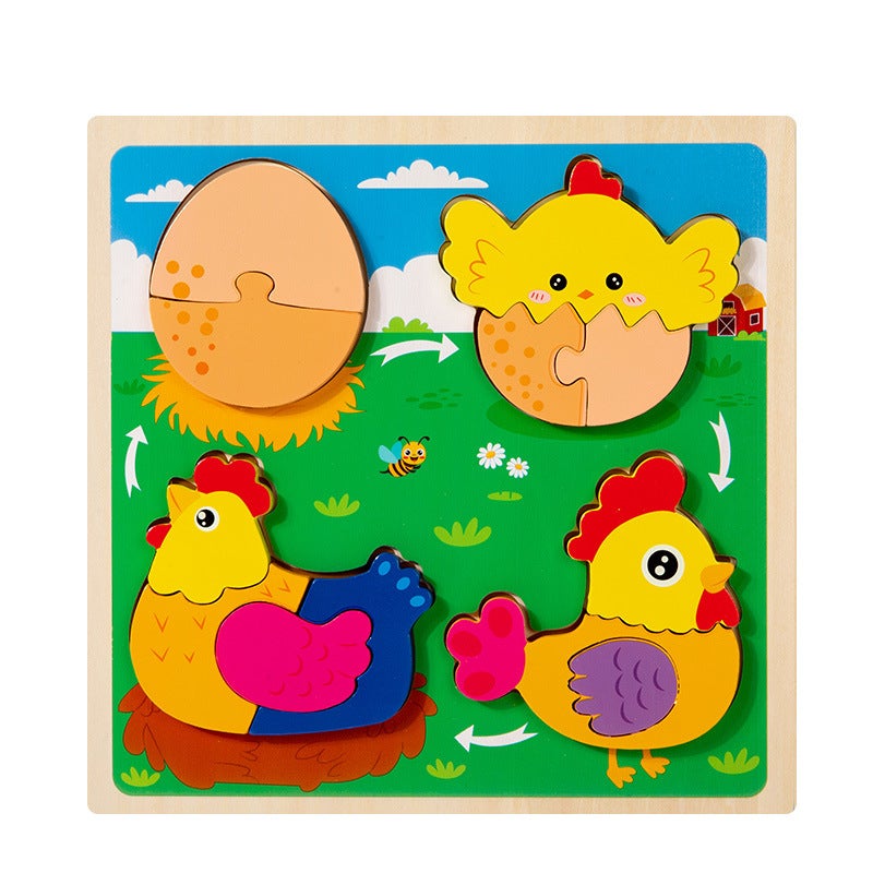 Montessori Early Education Three-Dimensional Puzzle Parent-Child Interactive Growth Cycle Puzzle Kindergarten Children'S Building Blocks Wooden Toys - Image 1